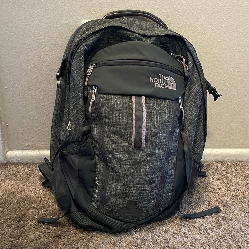 The North Face Surge Backpack - women’s grey and lilac/lavender